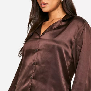 Ensemble de pyjama en satin à manches longues OEM, ensemble de vêtements de nuit en soie chaude pour femmes, ensemble de pyjama respirant pour femmes - Product Image 4