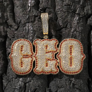 Colgante de Oro Blanco Sólido de 14 Quilates con Inicial de Diamante Redondo con Corte Brillante, Diseño Moderno y Personalizado para Hombre - Product Image 1