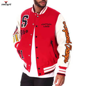 Veste universitaire avec logo personnalisé pour hommes Style de la rue Broderie noire Letterman Broderie personnalisée Veste de baseball pour hommes - Product Image 2