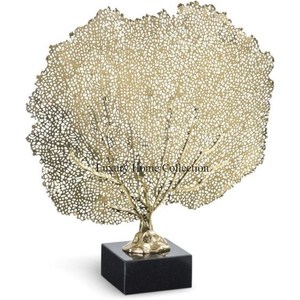 Tree Designer Shining Decor Sculpture With Black Color Base Marble Made <b>Object</b> With Gold Color Statues for Villa and Home Decor - Product Image 1
