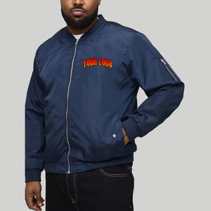 Venta caliente 100% algodón peso pesado personalizado Chenille bordado Logo Zip Up Bomber College Varsity chaqueta para hombre - Product Image 1