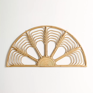 Cabecero de Ratán Hecho a Mano, Cabecero de Cama de Mimbre Natural, Muebles de Dormitorio Estilo Boho, Cabecero Tejido de Media Luna - Product Image 1