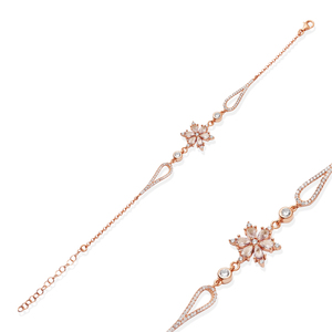 สร้อยข้อมือเงินแท้ 925 ชุบโรเดียม ประดับด้วยพลอย CZ สีชมพู ดีไซน์ดอกบัว THEIA งานแฮนด์เมด เครื่องประดับสำหรับผู้หญิง - Product Image 3