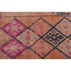 Vintage 2.3x12.9 ft Rug, Runner Turkish Rug, <b>Brown</b> Pink Persian <b>Wool</b> Rug - Product Image 5