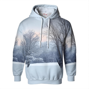 Sweat à capuche imprimé sur le thème de la chute de neige Sweat-shirt en molleton de coton avec design graphique d'hiver et options OEM/ODM - Product Image 5