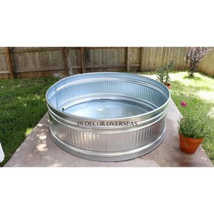 Baignoire ronde en acier inoxydable de qualité supérieure, aspect unique et élégant, argenté brillant et poli, accessoires de jardin - Product Image 1