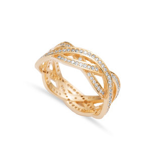 Elegante diseño trenzado blanco CZ piedra banda anillo venta al por Mayor turco artesanal hecho a mano 925 joyería de plata - Product Image 6
