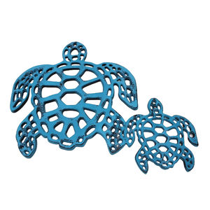 Conjunto de 2 decoraciones decorativas de aluminio para pared del hogar, decoración elegante para sala de estar y dormitorio, color azul cielo tortuga - Product Image 1
