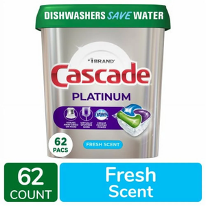 Cascade Platinum ActionPacs Detergente para Lavavajillas con Aroma Fresco, con Más del 80% de Ingredientes Naturales - Paquete de 62 Unidades - Product Image 4
