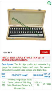 Finger Sizes Gauge & Ring Stick <b>Set</b> in Wooden <b>Box</b> Universal GS 897 Jewelry <b>Tools</b> for Jewellery <b>Tools</b> - Product Image 2