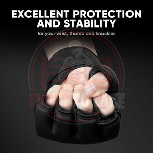 Gants de boxe MMA de qualité supérieure, série vintage, 4 oz, avec fermeture à boucle et crochet, évacuation de l'humidité, design demi-doigts, logo personnalisé - Product Image 2