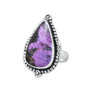 Anillos mínimos de piedras preciosas de forma mixta Stichtite de latón macizo de calidad superior al por mayor para fiesta de aniversario de boda - Product Image 2