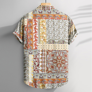 Chemises pour hommes style bohème hawaïen à manches courtes en coton boutonné série décontracté fleur voyage vacances - Product Image 2