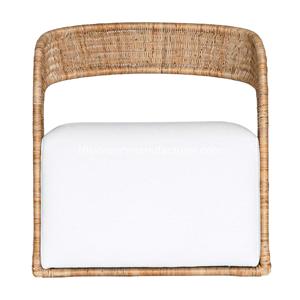 Sillón de ratán natural resistente con marco de hierro, silla de relajación de sala de estar de diseño moderno simple, muebles de sala de estar familiar - Product Image 6