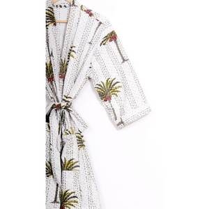 Kimono de Mujer, Estampado Floral de Algodón Kantha, Hecho a Mano, Talla Grande, Estilo Boho, Elegante, de Alta Calidad, Transpirable, Largo hasta la Rodilla - Product Image 6