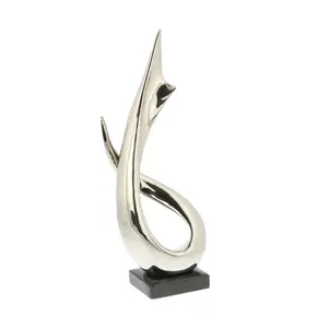 Déco Porcelaine Sculpture Abstraite Argent Noir Base Décorative Table Art Moderne Moderne Poli Sculpture Home Decor Accent - Product Image 3