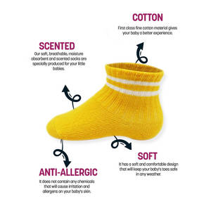 Chaussettes Crew pour tout-petits personnalisées Chaussettes rayées en coton pour bébé Doux Respirant Usage quotidien ODM Vietnam Fabricant de chaussettes tricotées - Product Image 2