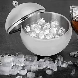 Luxury Stainless Steel Sphere <b>Ice</b> <b>Bucket</b> <b>with</b> <b>Lid</b> Double Wall Insulated Keeps <b>Ice</b> Cold for Parties Bars Home - Product Image 3