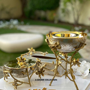 Centro de mesa de diseño de textura martillada de Color dorado y plateado y quemador Bakhoor de moda de Metal de propósito religioso - Product Image 5