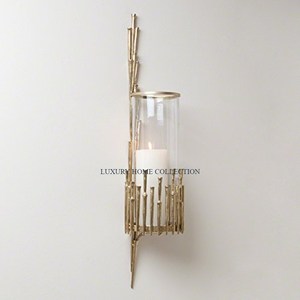 Portavelas para colgar en la pared, bollos de pared, varilla de hierro decorativa, Color dorado, brillante, pulido, aspecto atractivo, lámparas de pared de diseñador - Product Image 2