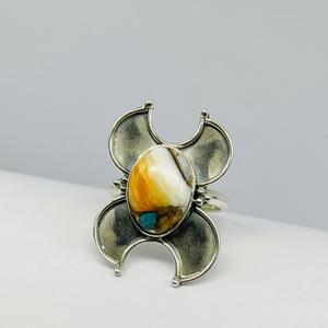 Anillo turquesa de cobre Dahlia, anillo de plata 925, anillo hecho a mano, anillo de aniversario, anillo de piedra natal, anillo de piedras preciosas, anillo de plata - Product Image 3