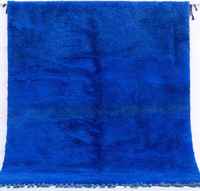 Handgefertigter marokkanischer marineblauer Beni-Mrirt Berber-Wollteppich, einfarbig, groß, individuell anpassbar, waschbar, ganzjährig nutzbar, OEM, Plüsch, dickflorig, quadratisch