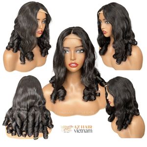 Perruque de cheveux humains de couleur naturelle bon marché extensions de cheveux bouclés dentelle frontale suisse petit nœud pour femmes - Product Image 4