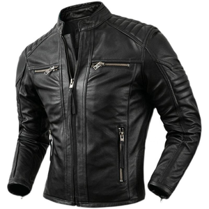 Prix de gros OEM, designs de mode personnalisés, veste de motard classique, veste en cuir PU synthétique pour hommes - Product Image 6