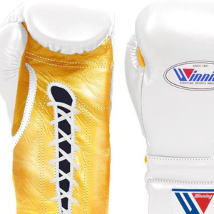 Gants de boxe à lacets Winning, blanc or, gants de boxe professionnels, cuir véritable, entraînement de combat, sparring, utilisation professionnelle d'élite, 8 oz - Product Image 4