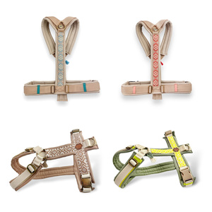 高級ノープルナイロンストラップ、完全調整可能、アウトドアペットベスト、デザイナー ジャカード ウェビング、Y型ハーネスとリードのセット（犬用） - Product Image 4