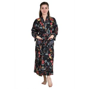 Handblock-<b>Kimono</b> Bohemian <b>Cardigan</b> Pure Cotton Blumenmuster Strandberzug for Spring and Summer Boho Bathrobe - Product Image 1