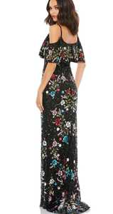 Robe de soirée élégante de My Darling Sans manches Broderie florale de paillettes Perles Trompette/Sirène Mid Open Full Length Parties - Product Image 2