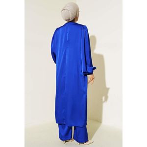Conjunto de 2 Piezas Azul Marino para Mujer Diseño Satinado con Abertura Lateral - Product Image 2