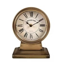 Horloge de bureau moderne en forme ovale plaquée or avec base en marbre, construction en métal, décoration de bureau à domicile pour le Ramadan