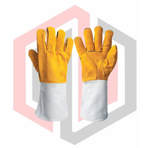Gants de soudeur flexibles, respirants, avec poignets blancs en cuir, résistants à la déchirure, isolants thermiques, antistatiques, personnalisables, gants de sécurité pour - Product Image 1