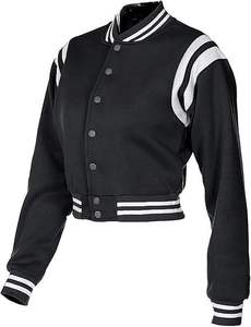 Veste universitaire personnalisée à coupe courte pour femmes, style baseball, veste bomber de lycéenne, satin respirant, imperméable, OEM - Product Image 4