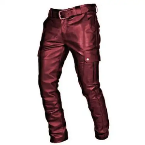 Pantalon de moto en cuir unisexe personnalisé taille haute taille élastique coupe-vent écologique respirant Streetwear - Product Image 5