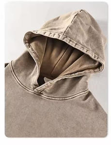 เสื้อฮู้ดผ้าฝ้าย100% มีฮู้ดของผู้ชาย GSM 420โลโก้100% ย้อนยุค - Product Image 2