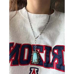 Royston Turquoise & Sterling <b>Silver</b> Necklace Bezel Set Inlay by Shelia Becenti - Product Image 2