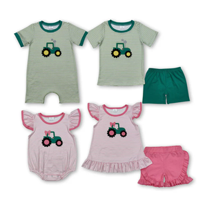 RTS Girls Yellow Sleeveless Green Bows Tops Ruffle Shorts Set <b>Clothes</b> - Product Image 4