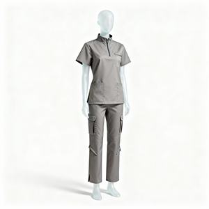 Elegante logotipo personalizado al por mayor enfermera Hospital uniformes médicos poliéster rayón Spandex estiramiento pantalones acampanados conjuntos para las mujeres - Product Image 4