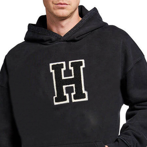 Haute qualité hommes pull à capuche sweat blanc noir français éponge serviette broderie Chenille Patch 100% coton personnalisé - Product Image 6