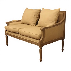 Canapés sectionnels européens en bois à deux places avec finition vieillie antique pour appartement et hôtel - Product Image 1