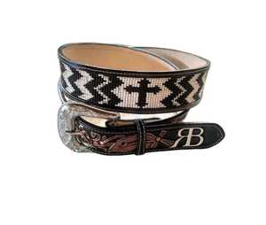 Elite Unisex Premium Cow Hide Western Floral Luxury Alta calidad Custom Beaded Cross Full Grain Cow Leather Fashion Ready Ship - Product Image 2