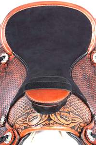 Selle Western bicolore de haute qualité en cuir véritable avec siège chaud dit à la main sculpture sangle en cuir brut - Product Image 5