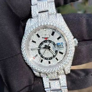 Montre en acier inoxydable verre moissanite Vvs testeur de diamants pour hommes usine de luxe glacé de haute qualité Buss Quartz - Product Image 1