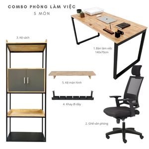 Juego de Muebles de Oficina Minimalista de 5 Piezas, Estilo de Diseño PLV014 - Product Image 6