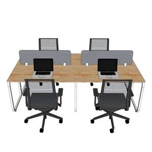 Escritorio Modular Contemporáneo Minimalista HBMN032 para 4 Personas, Muebles de Oficina Modernos de Melamina con Patas Metálicas y Doble Motor - Product Image 2