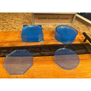 Ensemble de 5 sous-verres en résine époxy Azure Luxe, sous-verres promotionnels personnalisables de qualité supérieure - Product Image 4