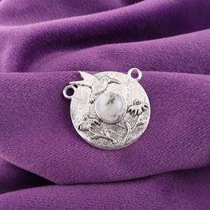 Dendritic <b>Opal</b> Gemstone Nature Etched Medallion Pendant Round Cut Bezel Set 925 Silver Plated For Daily Wear <b>Necklace</b> Gift - Product Image 3